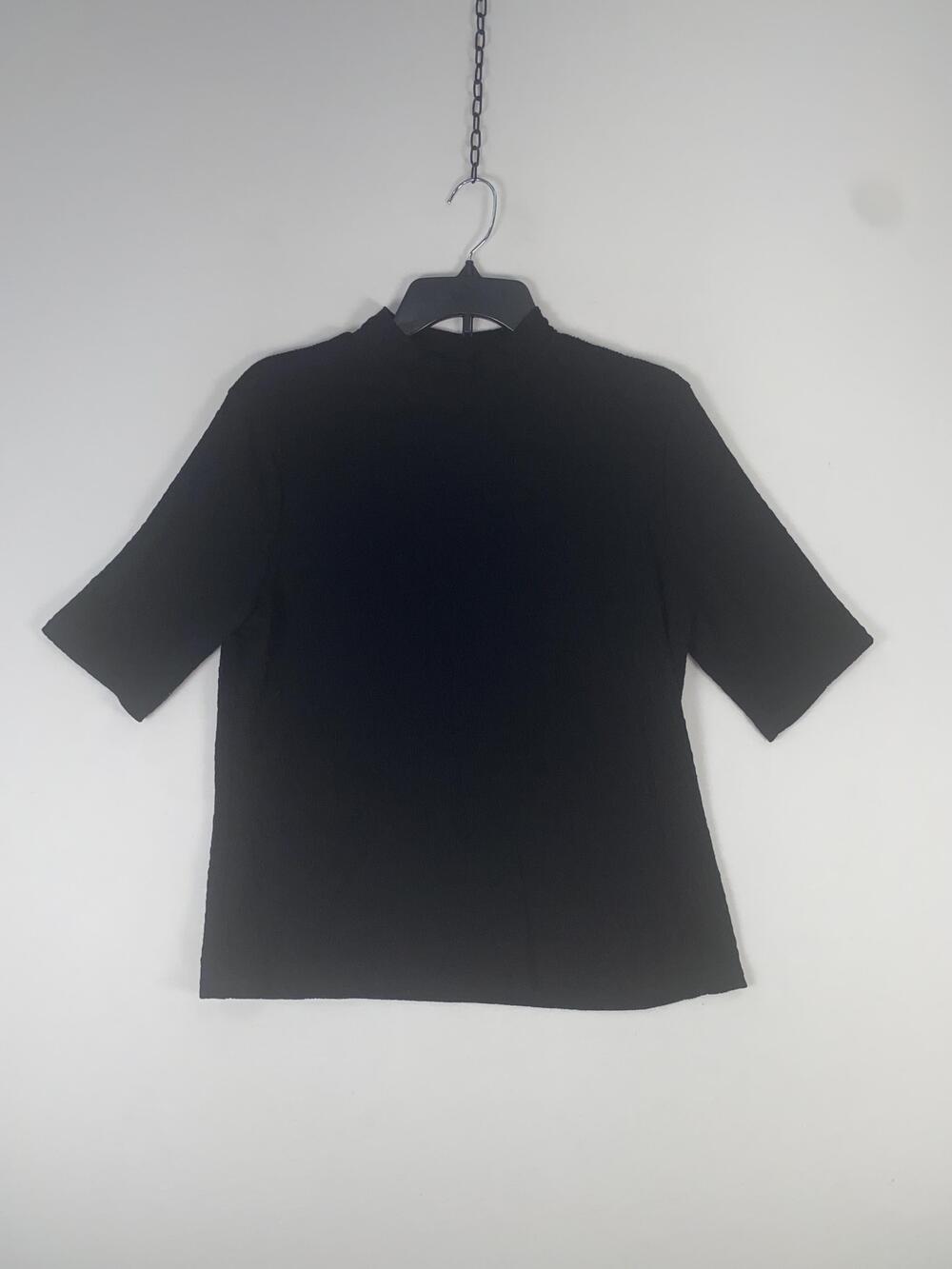 Apt 9 T-Shirt Womens Large Black Mock Neck Short Sleeve Stretch Jersey Top